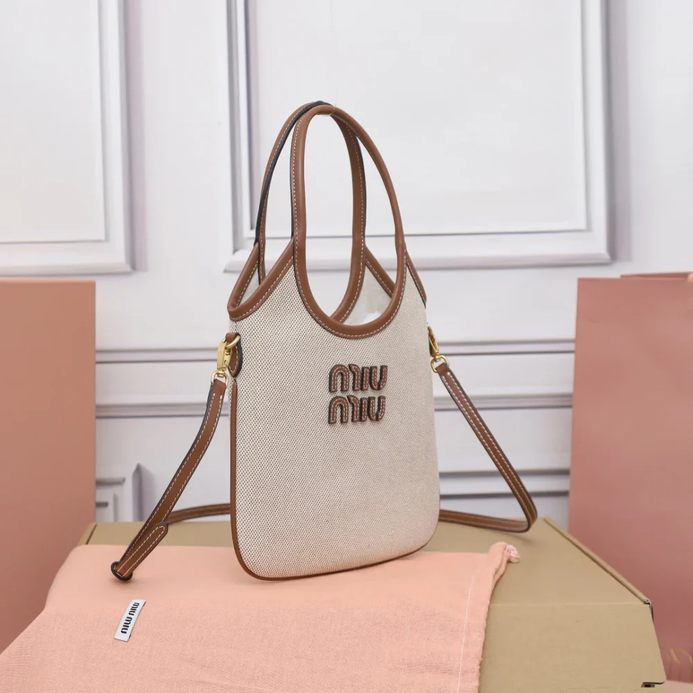 Miu Miu Ivy Canvas and Leather Bag