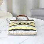 Miu Miu Raffia-Effect Woven Tote Bag