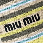 Miu Miu Raffia-Effect Woven Tote Bag