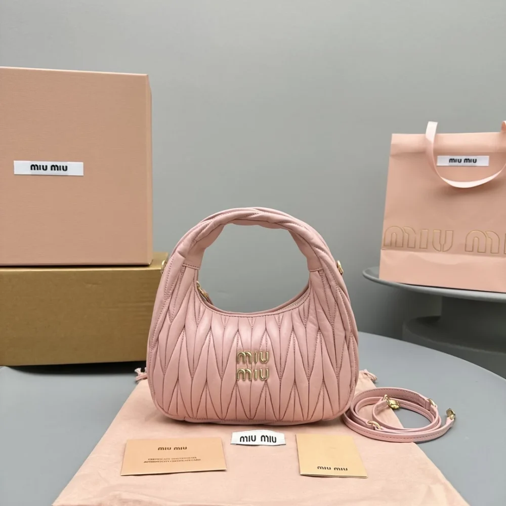 Miu Miu Wander Matelassé Nappa Leather Hobo Bag