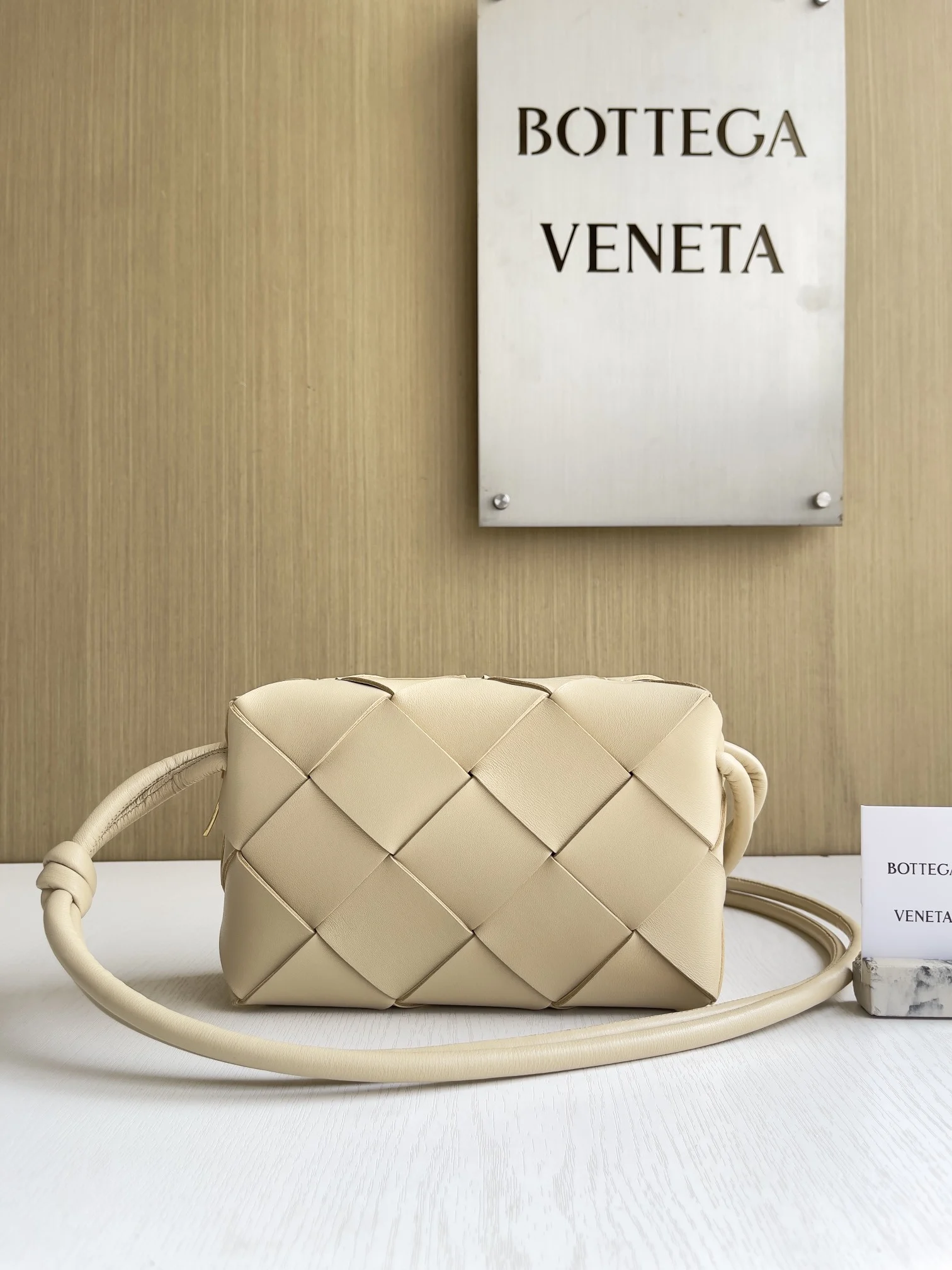 Bottega Veneta Cassette Camera Bag Petit Intreccio Porridge