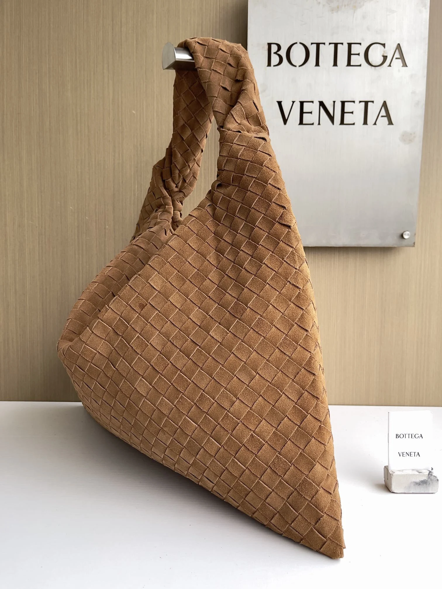 Bottega Veneta Large Campana Intrecciato Suede Shoulder Bag Bottega Veneta Large Campana Intrecciato Suede Shoulder Bag