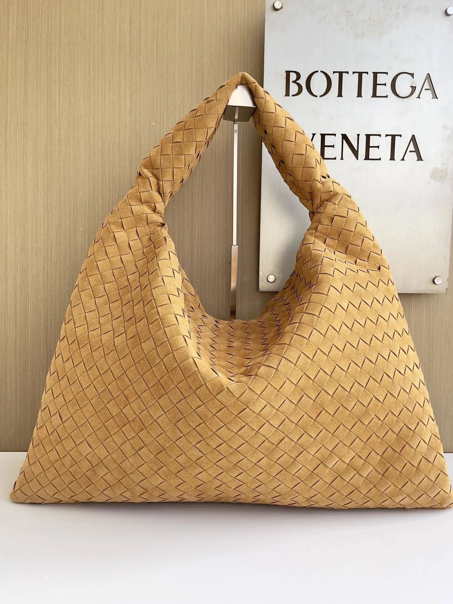 Bottega Veneta Large Campana Intrecciato Suede Shoulder Bag Bottega Veneta Large Campana Intrecciato Suede Shoulder Bag
