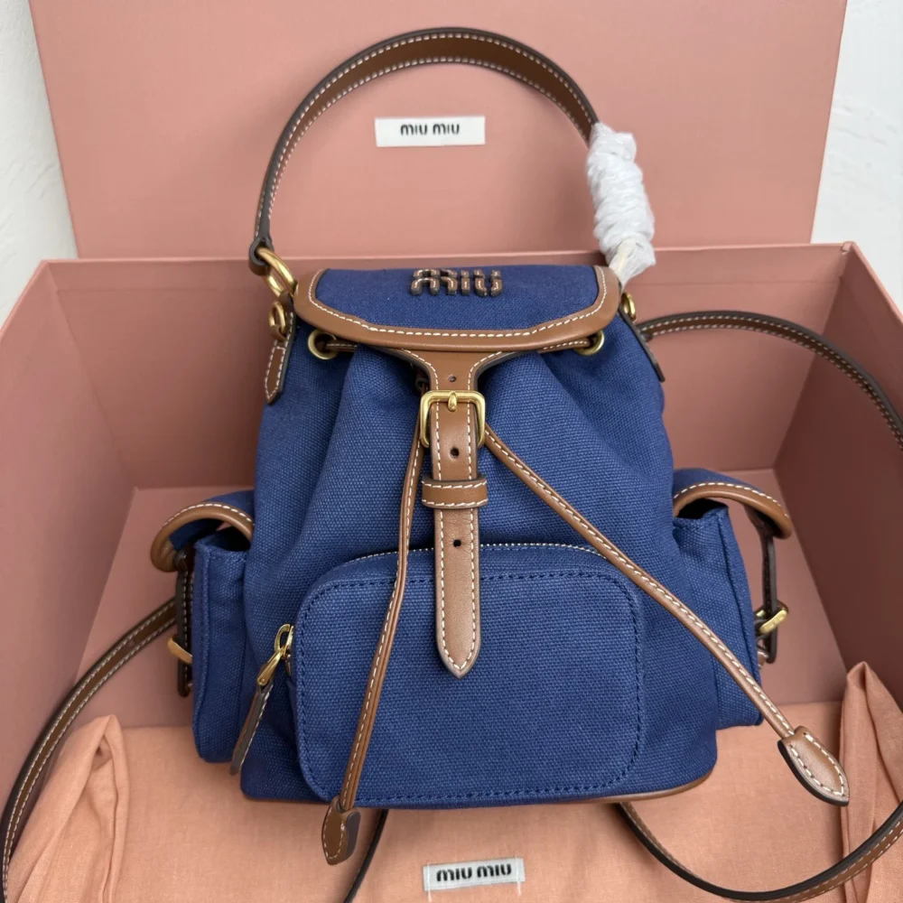 Miu Miu Canvas and Leather Backpack